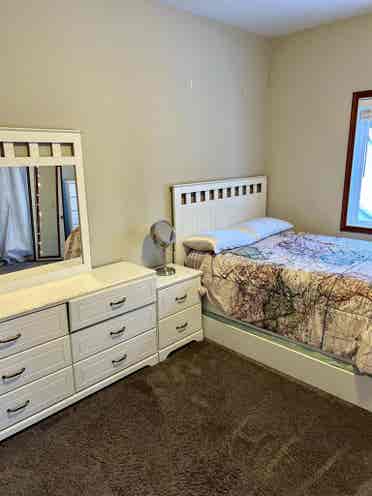 Large, walk-in closet, private deck