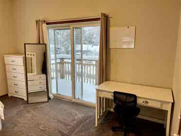 Large, walk-in closet, private deck