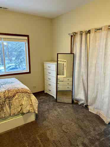 Large, walk-in closet, private deck