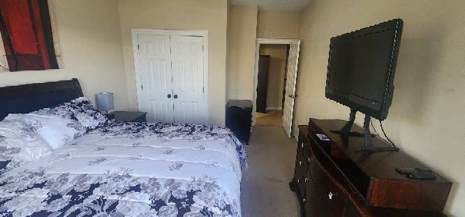 King Sized bed and private bathroom