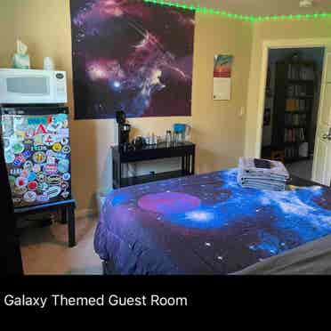 Galaxy themed furnished room