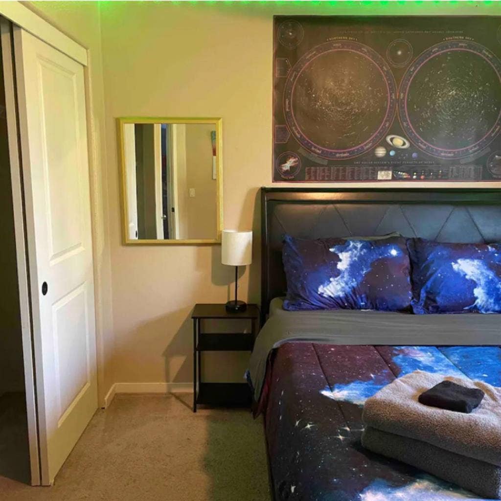 Galaxy themed furnished room