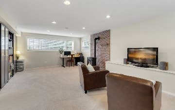 Oversized daylight basement room