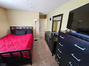 Furnished bedroom, private bathroom