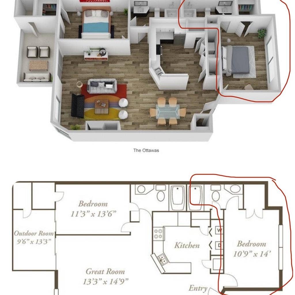 Bedroom and private bathroom