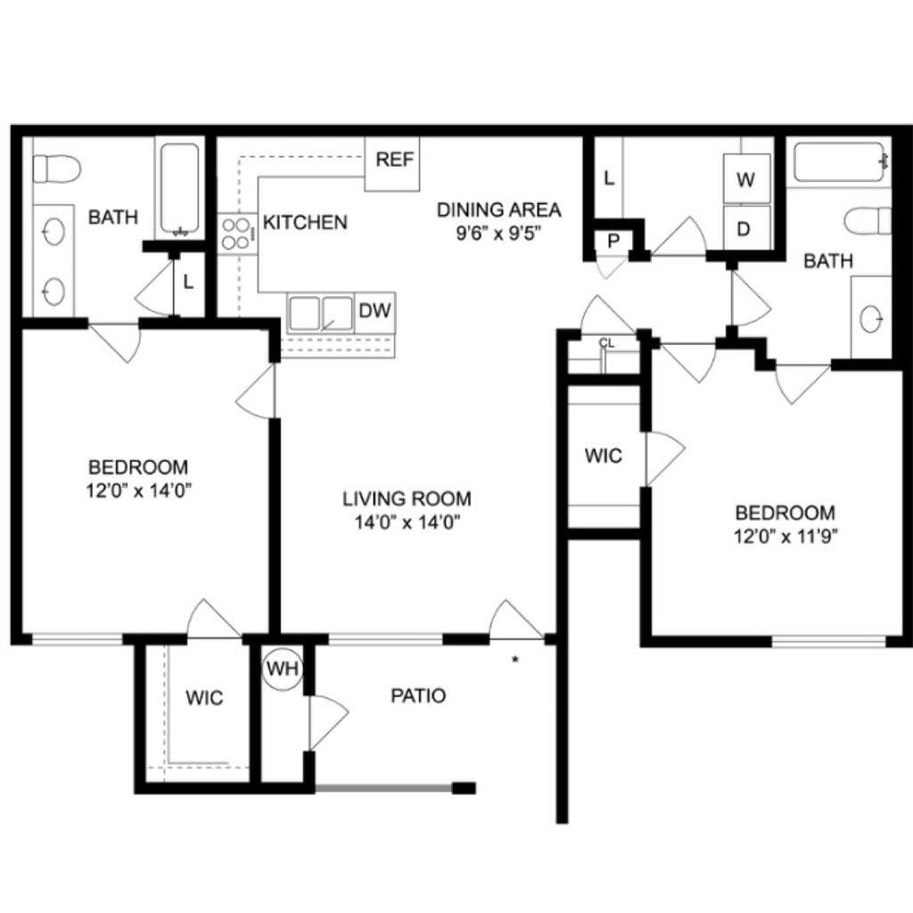 2 bedroom and 2 bathroom!