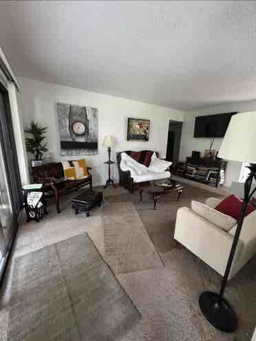Great room in wooded condominium
