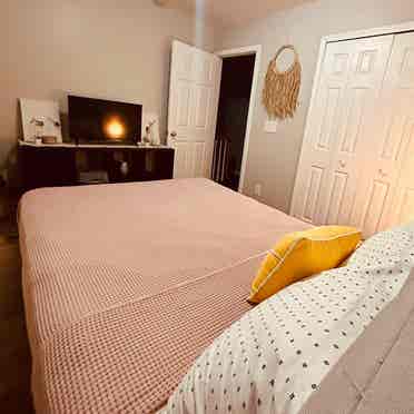 Private bedroom with a shared bath