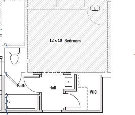 Room with attached private bathroom