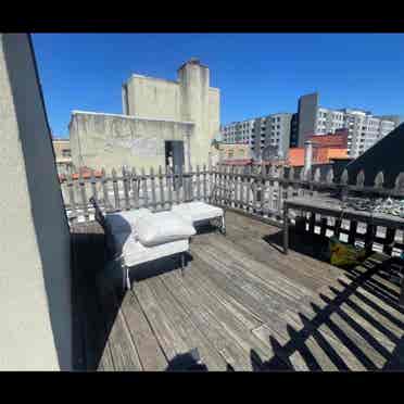 bath with private rooftop deck