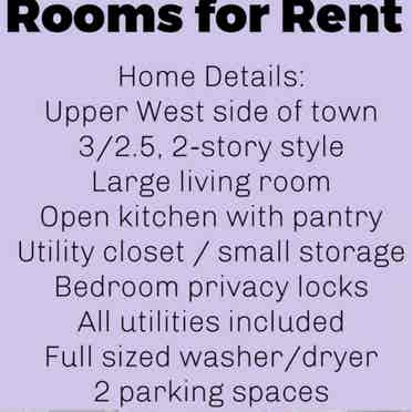 Rooms for rent in west side area