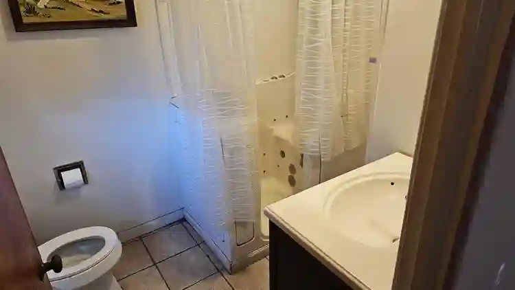 Master bedroom with attached bath.