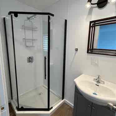 furnished room with bathroom