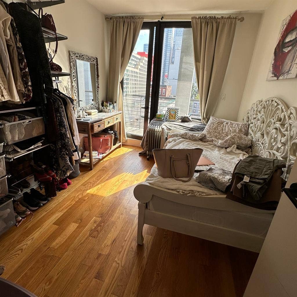 Bedroom in DUMBO. Amenities