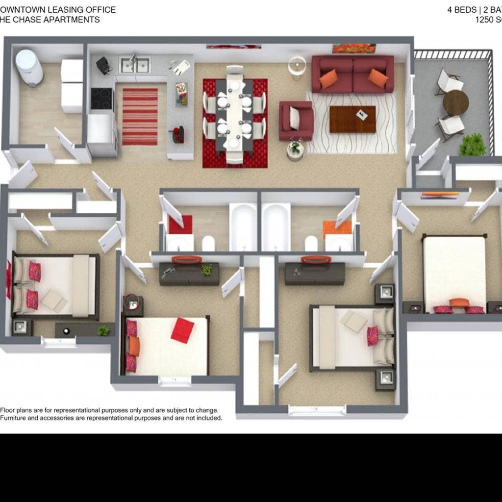 4bd 
2br at The Chase