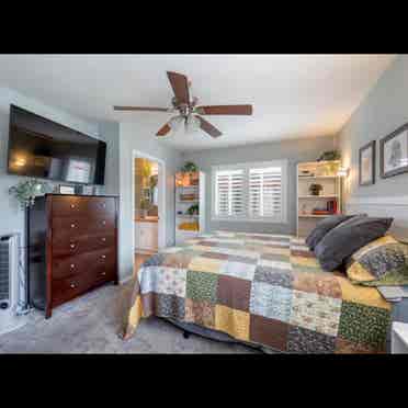 Master bedroom and private bathroom