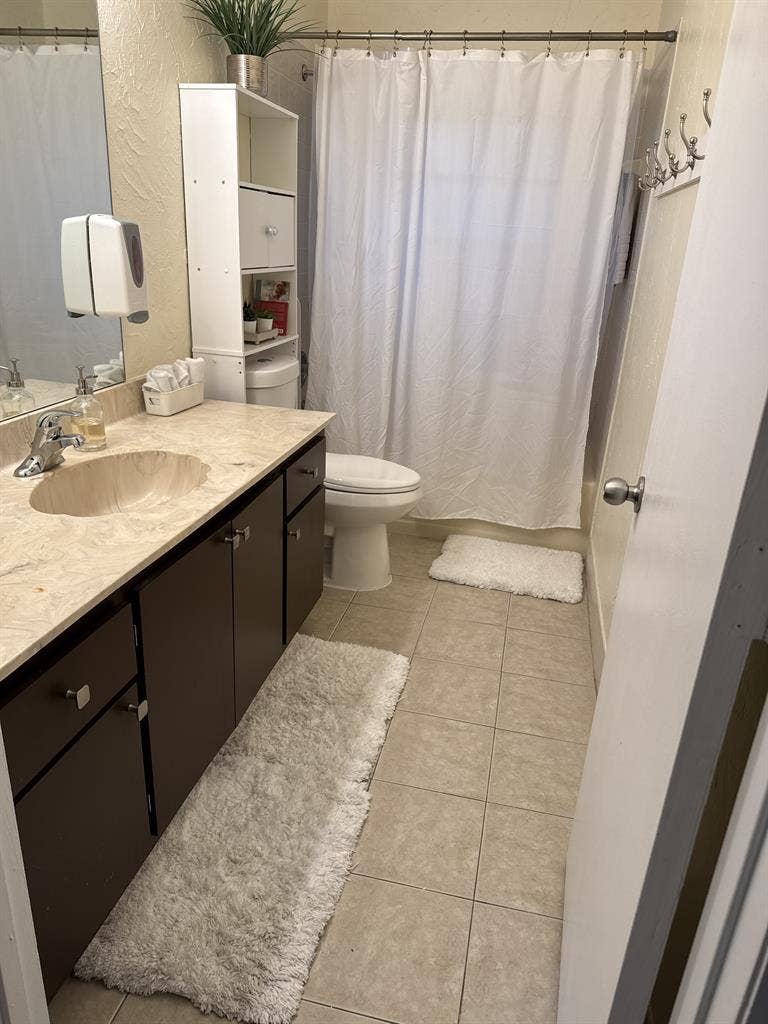 Share bathroom, furniture room.