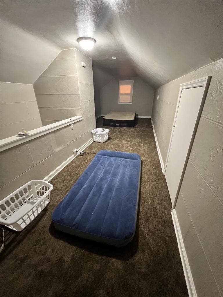 Huge carpeted attic room