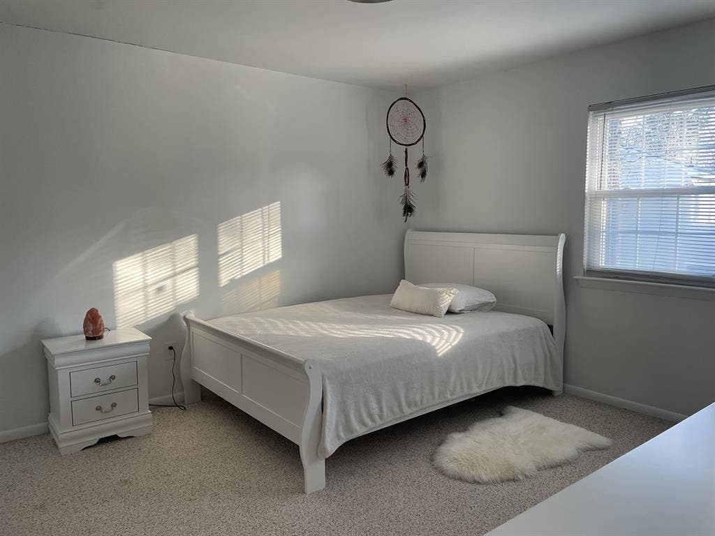 A fully furnished bedroom