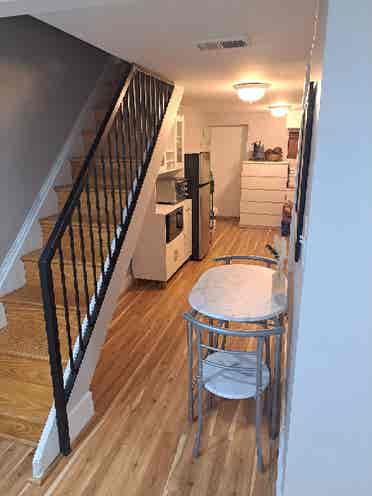 Basement with full bath in July