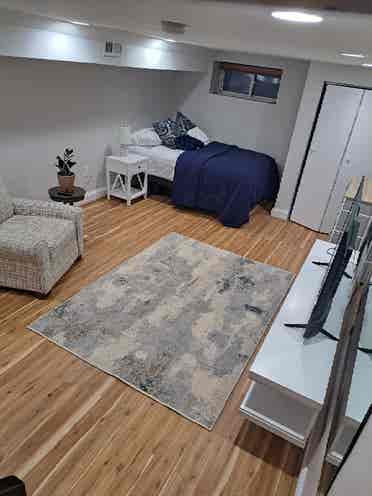 Basement with full bath in July