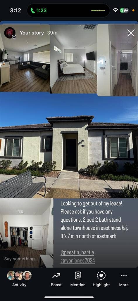 bath townhouse LEASE SWAP!!