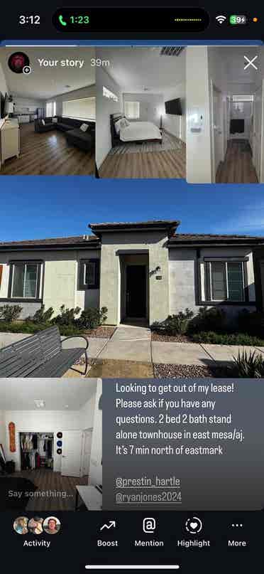 bath townhouse LEASE SWAP!!