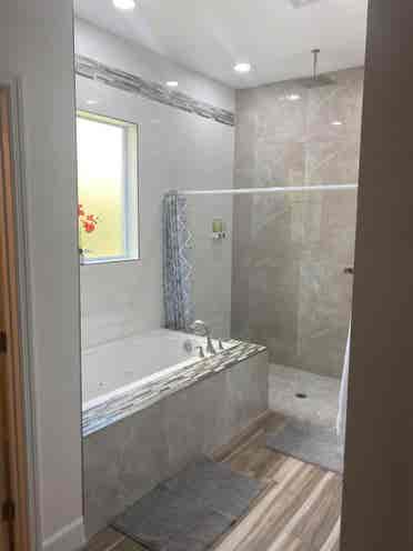 Private entrance and bathroom.