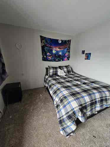 1 room, including a queen sized bed