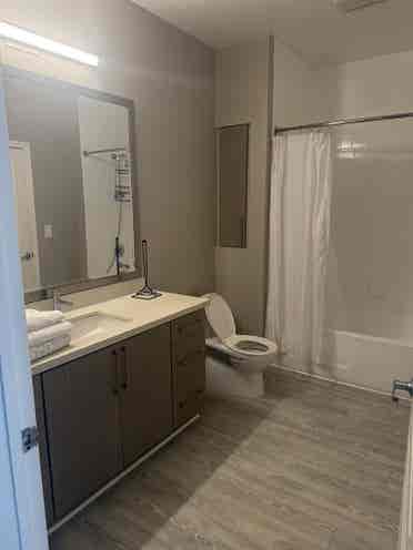 Furnished room and bathroom