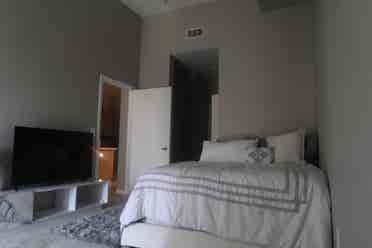 Furnished room and bathroom