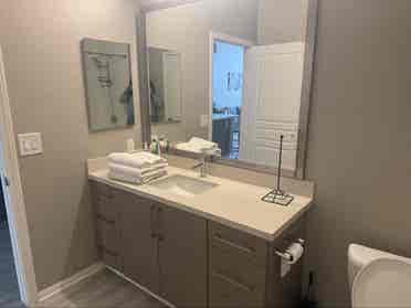 Furnished room and bathroom