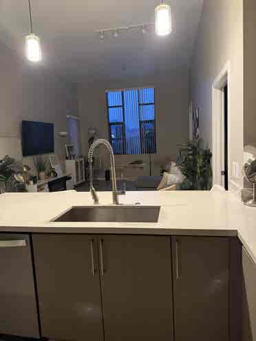 Furnished room and bathroom