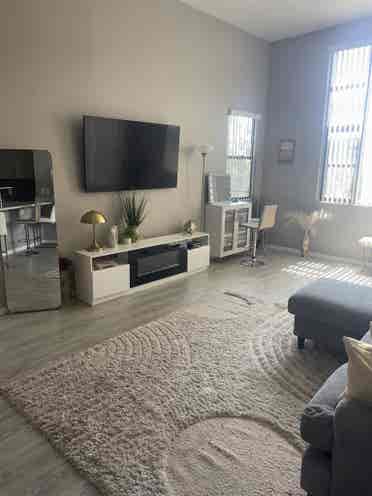 Furnished room and bathroom