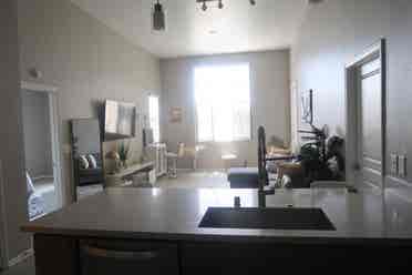 Furnished room and bathroom