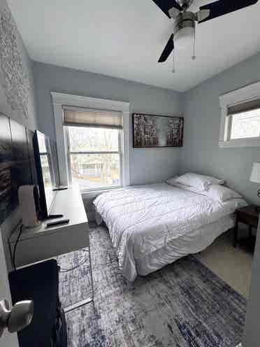 Private bedroom shared bathroom.