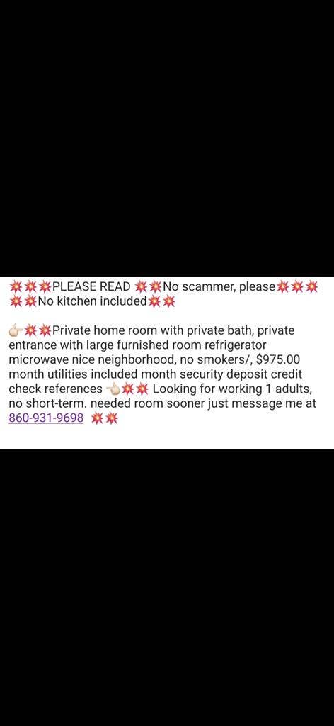 1 Room for rent in New London