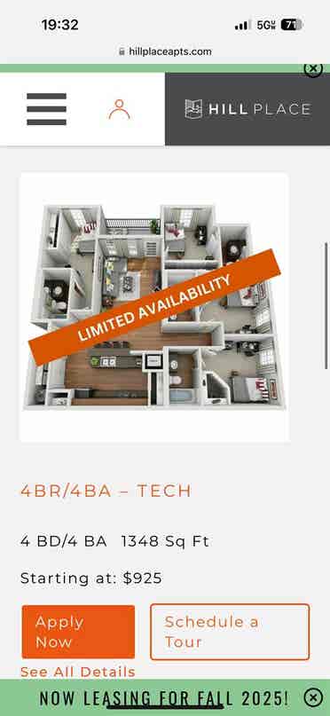 Selling my lease at Hill Place
