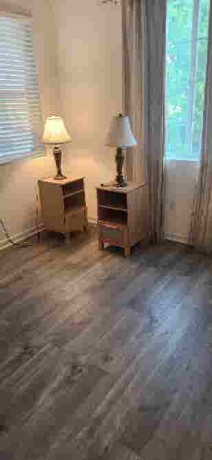 Room is renovated flooring painted