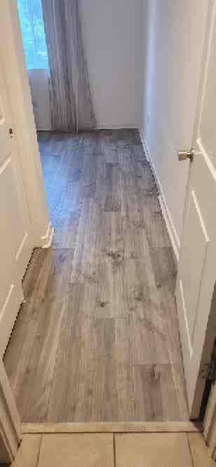Room is renovated flooring painted