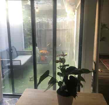 Room and bathroom with parking