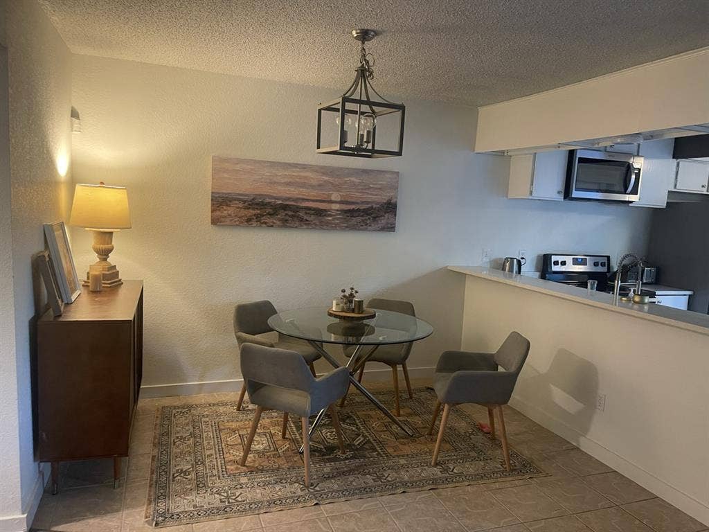 Room and bathroom with parking