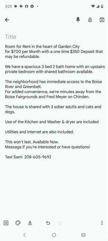 Room for Rent in Garden City