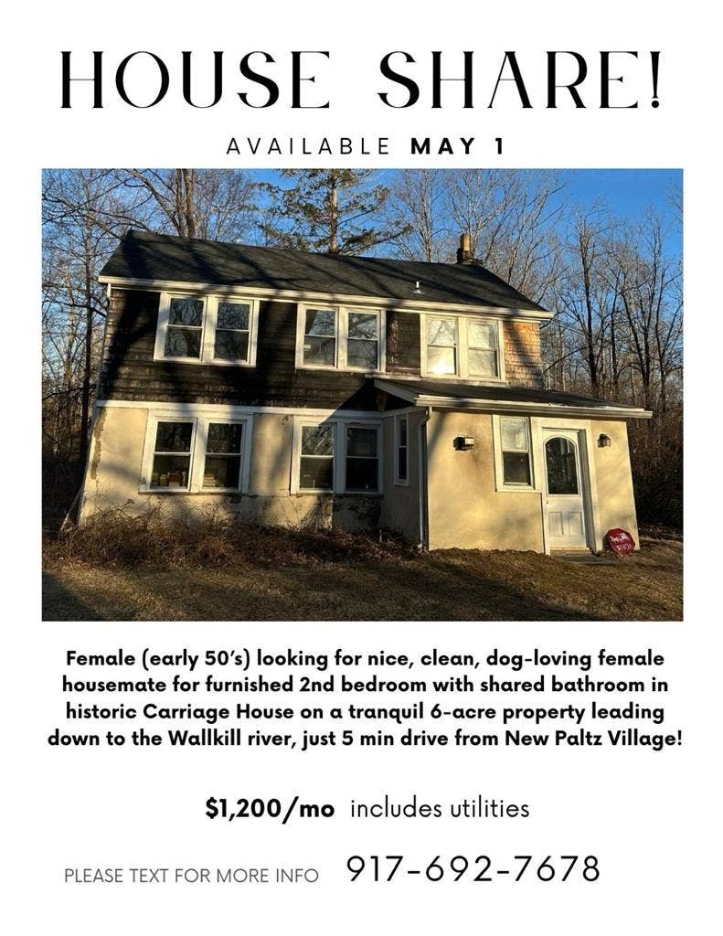 Female House Share or Weekend place
