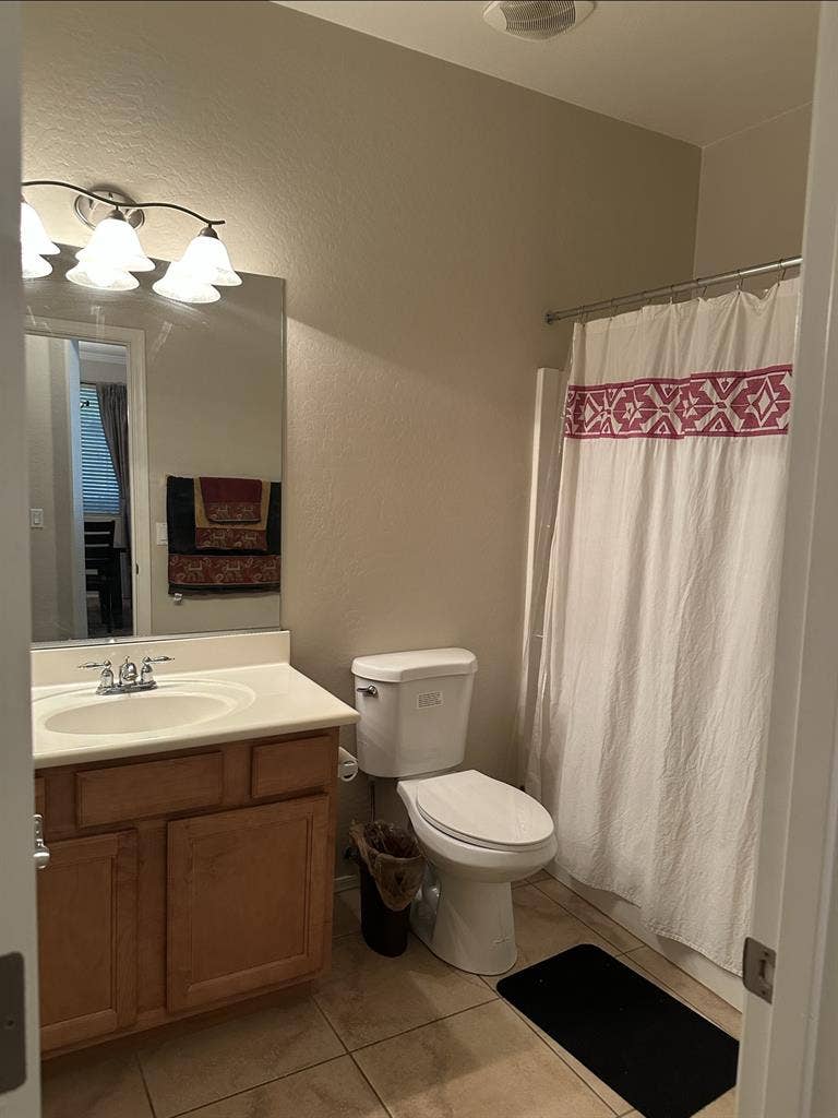 Room with private bath.