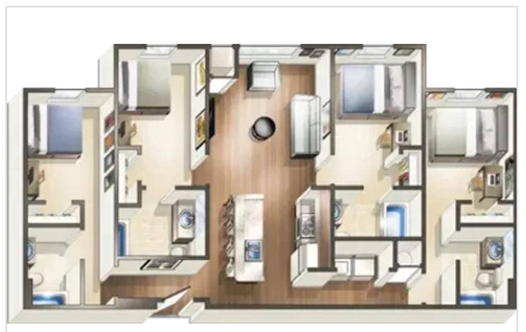 private bedroom and bathroom