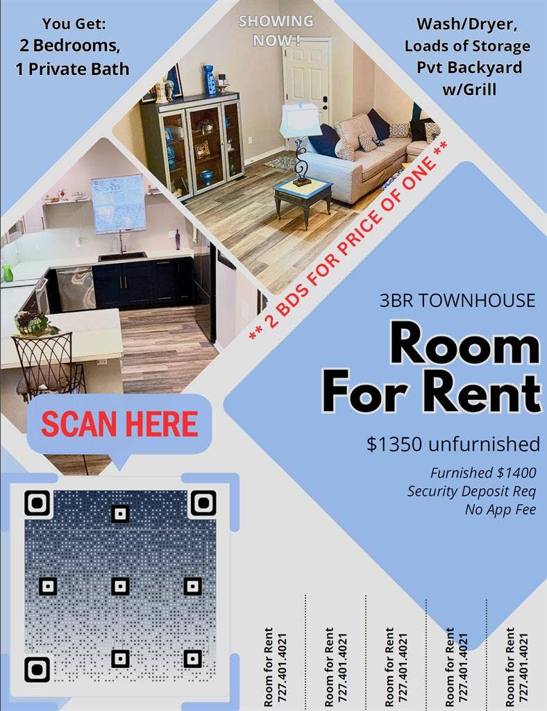 TWO BEDROOMS for Price of One!