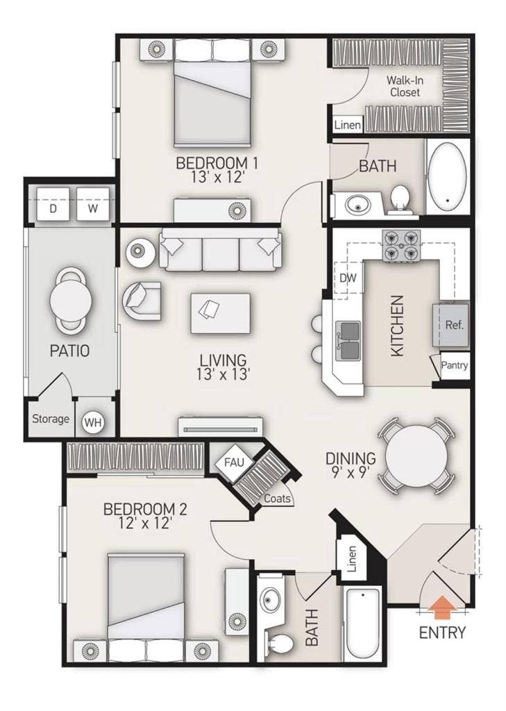2 bed/ bath Apartment share Irvine