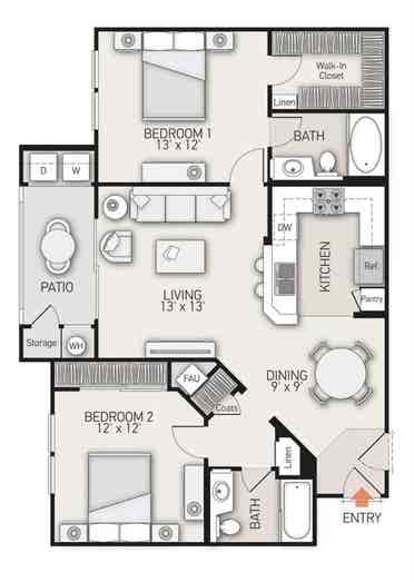 2 bed/ bath Apartment share Irvine