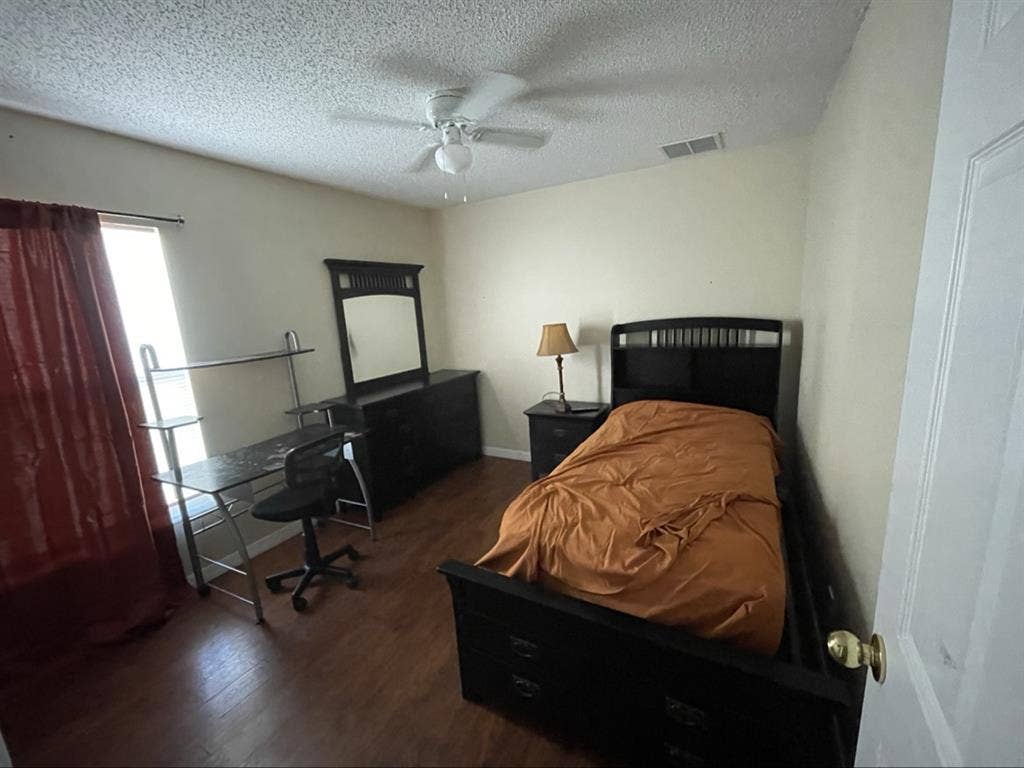 furnished
bedroom with private bath